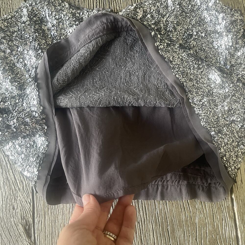 Abercrombie & Fitch Sequin Cropped Tank Top XS Silver Open Back Sparkly - Picture 5 of 12